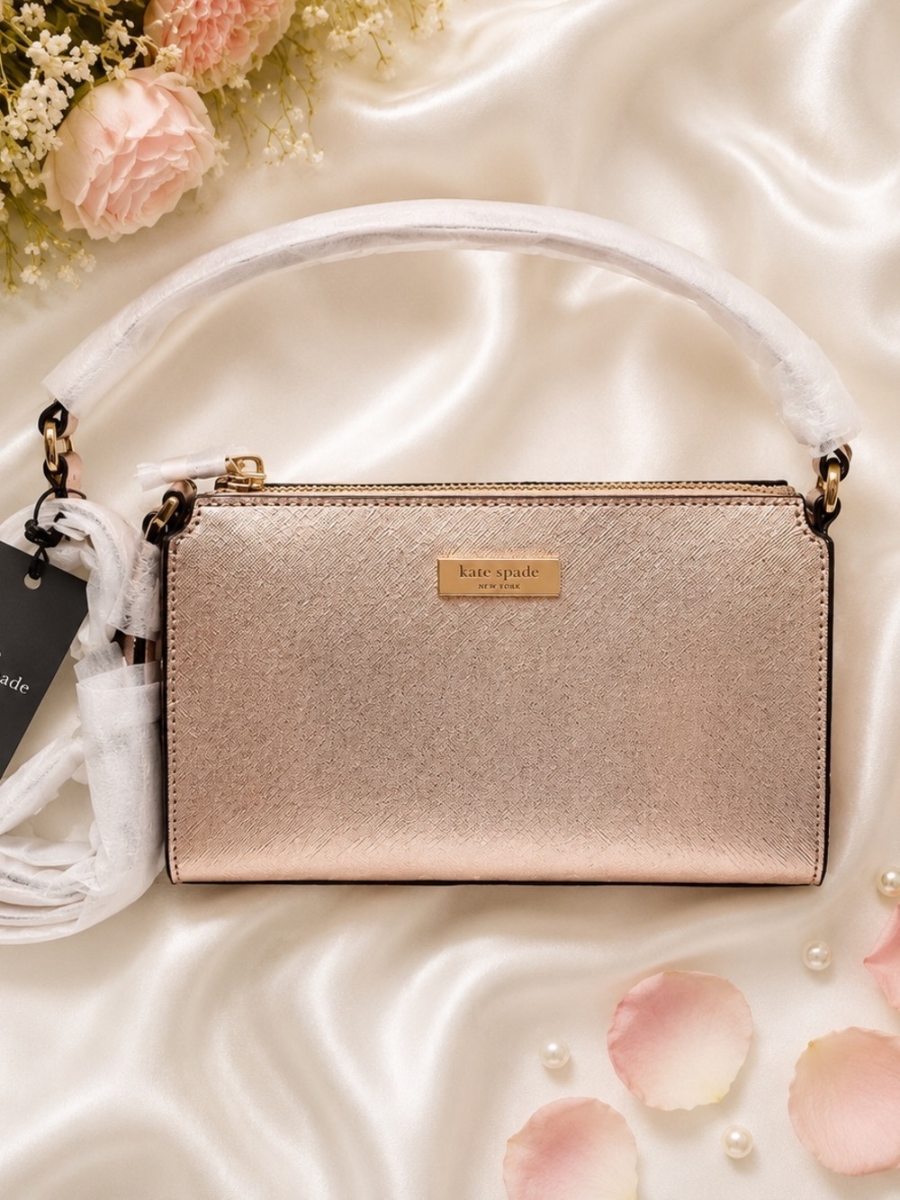 NWT Kate Spade Limited Edition Kenzie Metallic Rose Gold Small Crossbody Bag